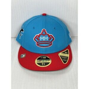 Size 7 3/8 Miami Marlins 59FIFTY City Connect On Field Low Profile Red/Blue Hat